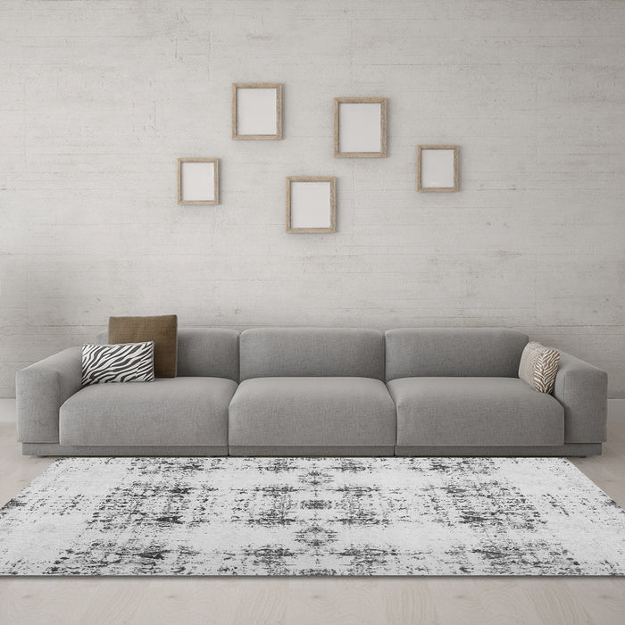 Machine Washable Solid Gray Modern Rug in a Living Room,, wshcon1794gry