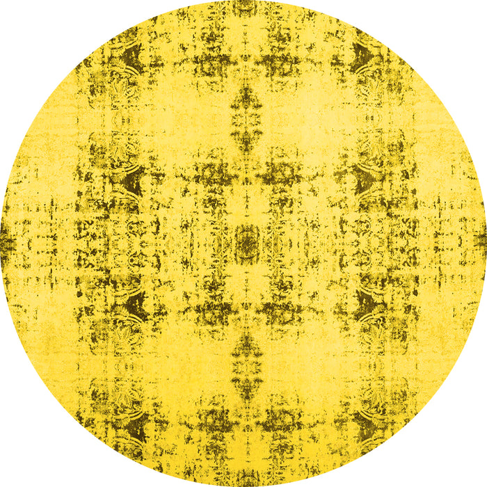 Round Machine Washable Solid Yellow Modern Rug, wshcon1794yw