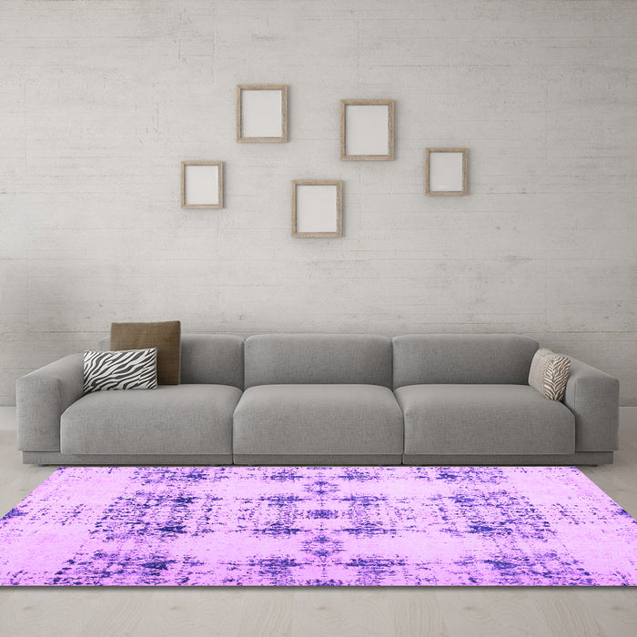 Machine Washable Solid Purple Modern Area Rugs in a Living Room, wshcon1794pur