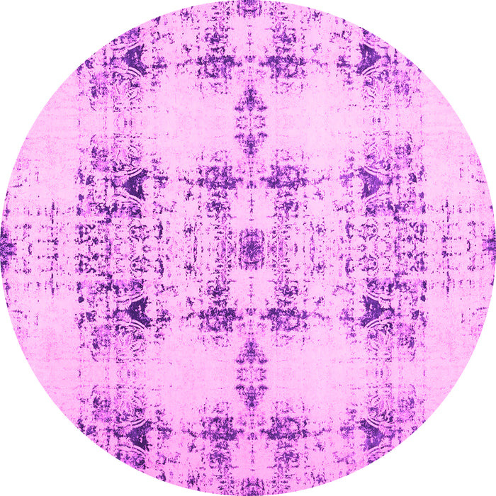 Round Machine Washable Solid Pink Modern Rug, wshcon1794pnk