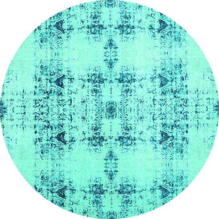 Round Solid Turquoise Modern Rug, con1794turq