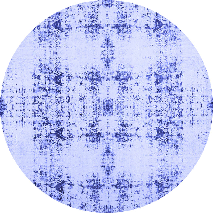 Round Machine Washable Solid Blue Modern Rug, wshcon1794blu