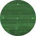 Round Abstract Emerald Green Contemporary Rug, con1795emgrn