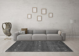 Machine Washable Abstract Gray Contemporary Rug in a Living Room,, wshcon1795gry