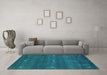 Machine Washable Abstract Turquoise Contemporary Area Rugs in a Living Room,, wshcon1795turq