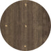 Round Abstract Brown Contemporary Rug, con1795brn