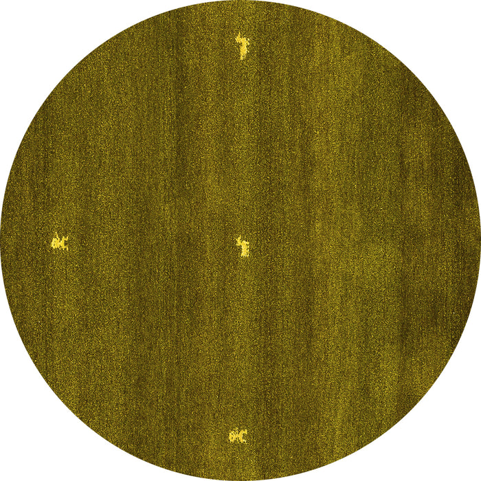 Round Abstract Yellow Contemporary Rug, con1795yw
