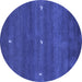 Round Abstract Blue Contemporary Rug, con1795blu