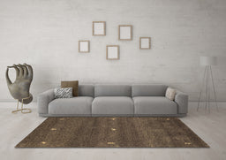 Machine Washable Abstract Brown Contemporary Rug in a Living Room,, wshcon1795brn