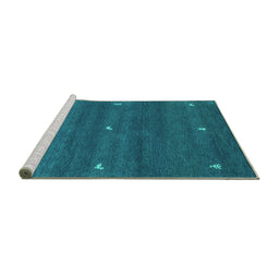 Sideview of Machine Washable Abstract Turquoise Contemporary Area Rugs, wshcon1795turq