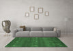 Machine Washable Abstract Emerald Green Contemporary Area Rugs in a Living Room,, wshcon1795emgrn