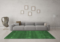 Machine Washable Abstract Emerald Green Contemporary Rug, wshcon1795emgrn