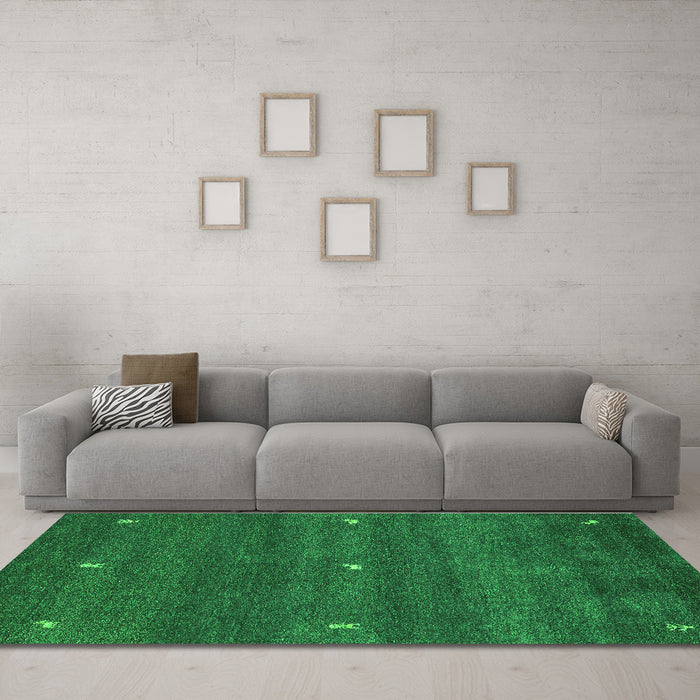 Machine Washable Abstract Green Contemporary Area Rugs in a Living Room,, wshcon1795grn
