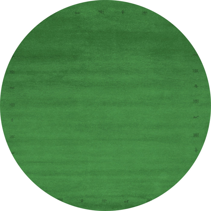 Round Abstract Emerald Green Contemporary Rug, con1796emgrn