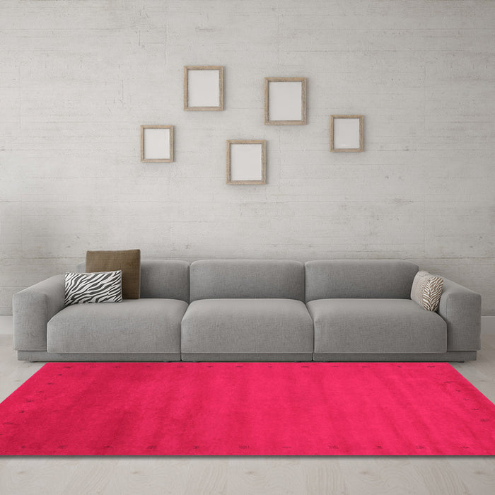 Machine Washable Abstract Pink Contemporary Rug in a Living Room, wshcon1796pnk