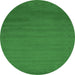 Round Machine Washable Abstract Emerald Green Contemporary Area Rugs, wshcon1796emgrn