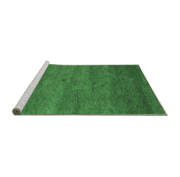 Sideview of Machine Washable Abstract Emerald Green Contemporary Area Rugs, wshcon1797emgrn
