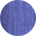 Round Abstract Blue Contemporary Rug, con1797blu