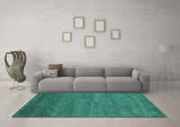 Machine Washable Abstract Turquoise Contemporary Rug, wshcon1797turq