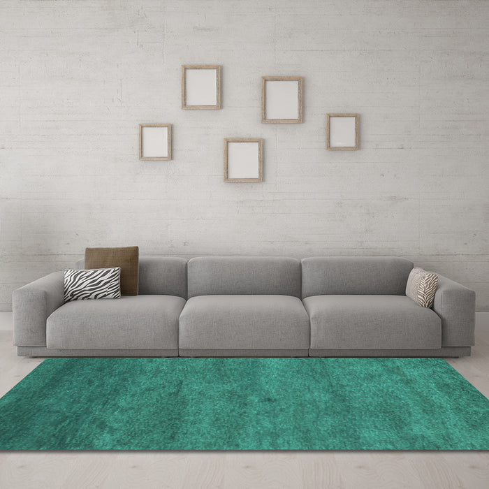 Machine Washable Abstract Turquoise Contemporary Area Rugs in a Living Room,, wshcon1797turq