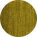 Round Machine Washable Abstract Yellow Contemporary Rug, wshcon1797yw