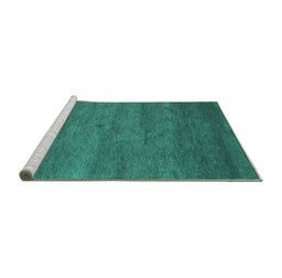 Sideview of Machine Washable Abstract Turquoise Contemporary Area Rugs, wshcon1797turq
