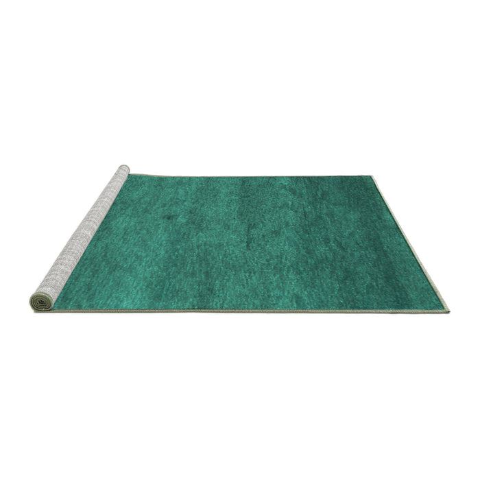 Sideview of Machine Washable Abstract Turquoise Contemporary Area Rugs, wshcon1797turq