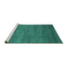 Sideview of Machine Washable Abstract Turquoise Contemporary Area Rugs, wshcon1797turq