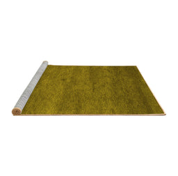 Sideview of Machine Washable Abstract Yellow Contemporary Rug, wshcon1797yw