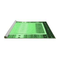 Sideview of Machine Washable Abstract Emerald Green Contemporary Area Rugs, wshcon1798emgrn