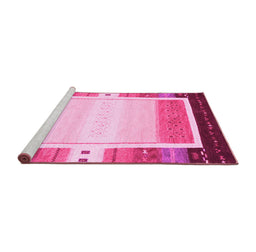 Sideview of Machine Washable Abstract Pink Contemporary Rug, wshcon1798pnk