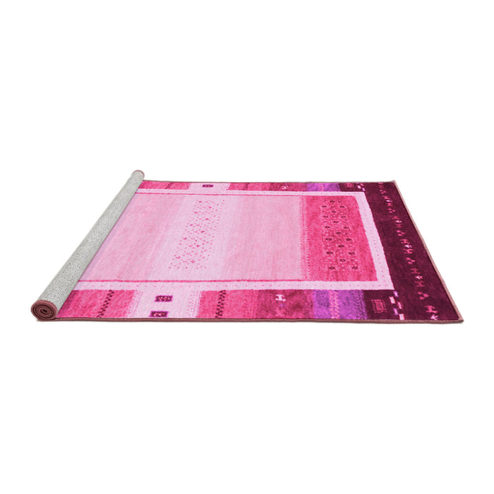 Sideview of Machine Washable Abstract Pink Contemporary Rug, wshcon1798pnk