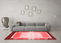 Machine Washable Abstract Red Contemporary Rug, wshcon1798red