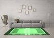 Machine Washable Abstract Emerald Green Contemporary Area Rugs in a Living Room,, wshcon1798emgrn