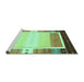 Sideview of Machine Washable Abstract Turquoise Contemporary Area Rugs, wshcon1798turq