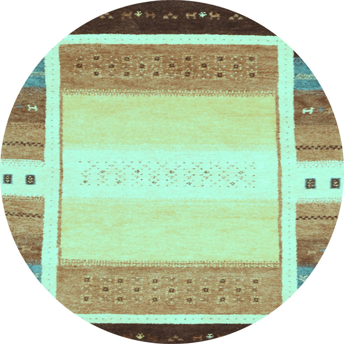 Round Abstract Light Blue Contemporary Rug, con1798lblu