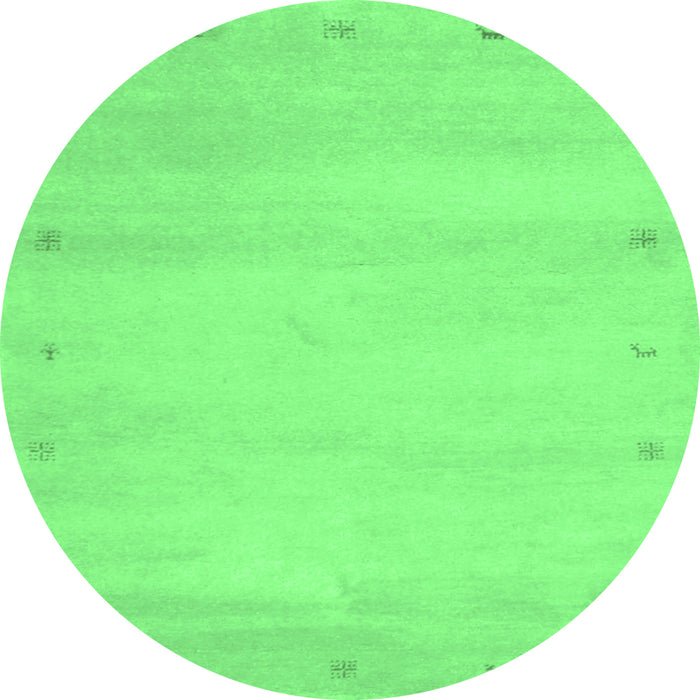 Round Abstract Emerald Green Contemporary Rug, con1799emgrn