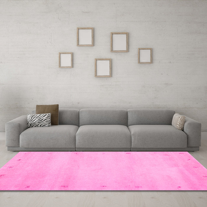 Machine Washable Abstract Pink Contemporary Rug in a Living Room, wshcon1799pnk