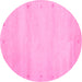 Round Abstract Pink Contemporary Rug, con1799pnk