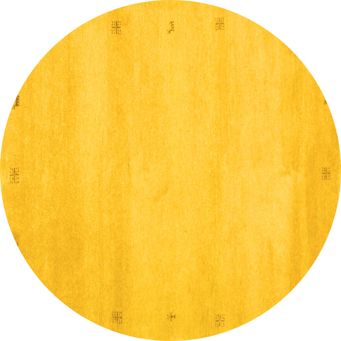 Round Abstract Yellow Contemporary Rug, con1799yw