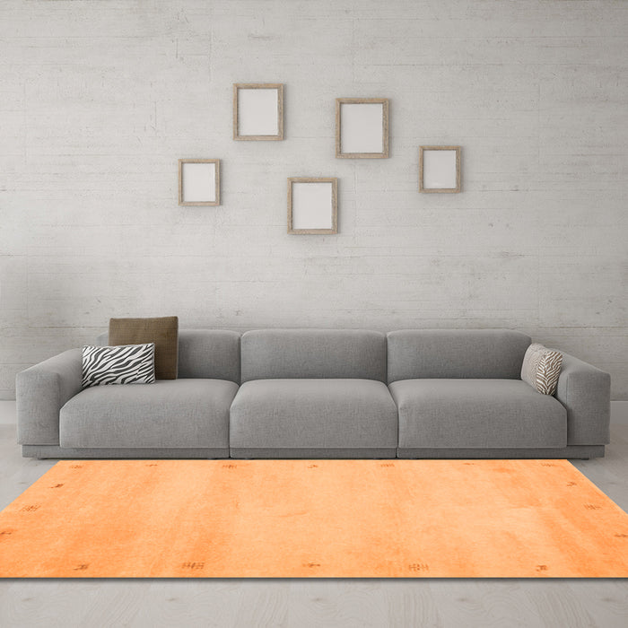 Machine Washable Abstract Orange Contemporary Area Rugs in a Living Room, wshcon1799org