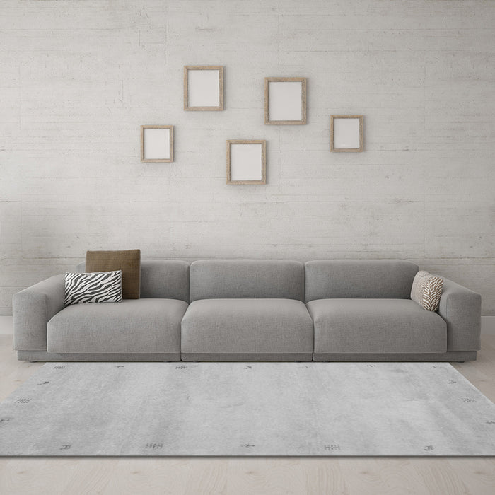 Machine Washable Abstract Gray Contemporary Rug in a Living Room,, wshcon1799gry