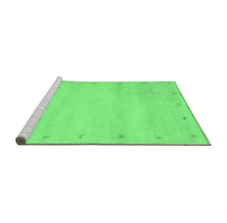 Sideview of Machine Washable Abstract Emerald Green Contemporary Area Rugs, wshcon1799emgrn