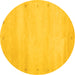 Round Machine Washable Abstract Yellow Contemporary Rug, wshcon1799yw