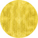 Round Machine Washable Abstract Yellow Contemporary Rug, wshcon179yw