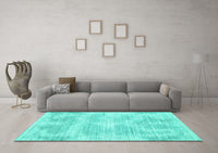 Machine Washable Abstract Turquoise Contemporary Rug, wshcon179turq