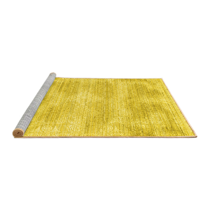 Sideview of Machine Washable Abstract Yellow Contemporary Rug, wshcon179yw