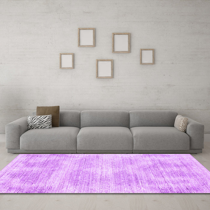 Machine Washable Abstract Purple Contemporary Area Rugs in a Living Room, wshcon179pur