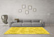 Machine Washable Abstract Yellow Contemporary Rug in a Living Room, wshcon179yw