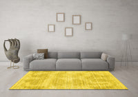 Machine Washable Abstract Yellow Contemporary Rug, wshcon179yw